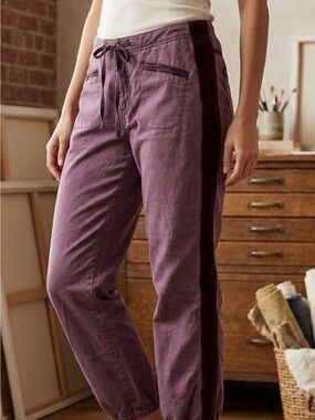 Plum Side-Stripe Drawcord Joggers
